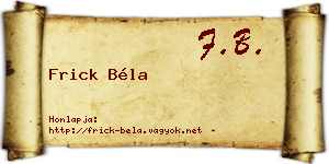 Frick Béla névjegykártya